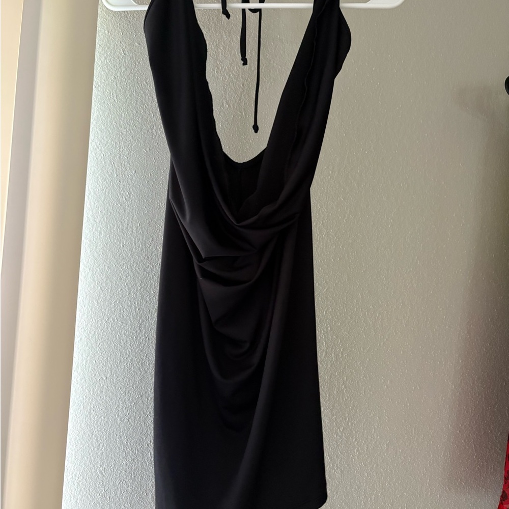 Elegant Black Halter Dress